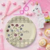 Beige met blauwe bloemen papieren bordje (Feest)