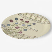 Beige met blauwe bloemen papieren bordje (Gekanteld)