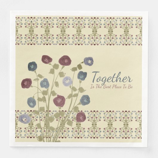 Beige met bloemen servet (Voorkant)