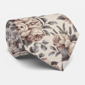 Beige met bloemenprint stropdas (Opgerold)