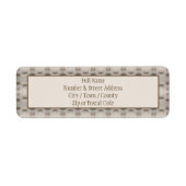 Beige met bruin patroon etiket (Voorkant)