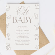Beige Met de Hand Getekende Geslacht Neutrale Baby