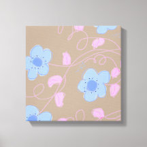 Beige Met Roze en Blauwe Bloemen