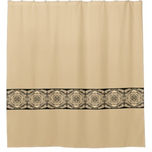 Beige met streep accent douchegordijn (Voorkant)