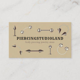 Beige Metaal Sieraden Kunstenaar Lichaamspiercing Visitekaartje