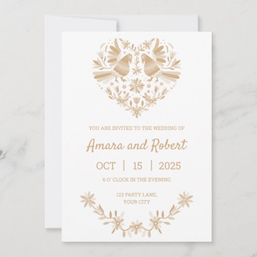 BEIGE MEXICAANSE OTOMI HART AANKONDIGING (Voorkant)