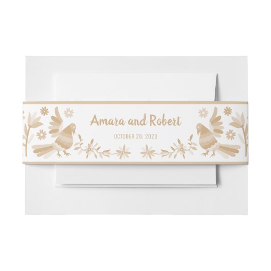 Beige Mexicaanse Otomi Uitnodigingen Wikkel (Voorkant Voorbeeld)