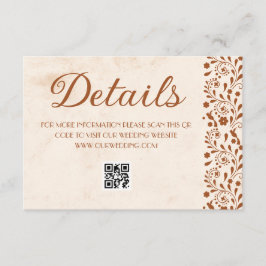 Beige Mexicaanse trouwdetails QR-code Informatiekaartje