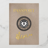 Beige Mexico Paspoort Huwelijk Folie Uitnodiging (Voorkant)
