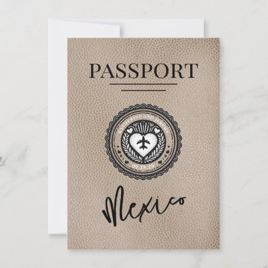 Beige Mexico Passport Bewaar de datum Save The Date (Voorkant)
