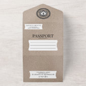 Beige Mexico Passport Wedding All In One Uitnodiging (Buitenkant)