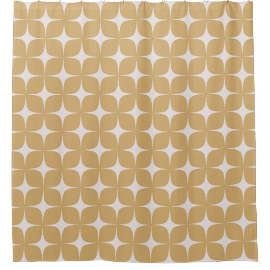 Beige Mid Century Modern Boho geometrisch Douchegordijn (Voorkant)