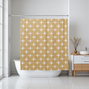 Beige Mid Century Modern Boho geometrisch Douchegordijn