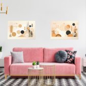 Beige Mid Century Muurkunst Sets (Woonkamer)
