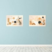 Beige Mid Century Muurkunst Sets (Houten vloer)