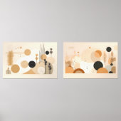 Beige Mid Century Muurkunst Sets (Voorkant)