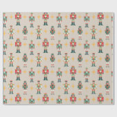 Beige Midcentury Retro Nutcracker Christmas  Cadeaupapier (Vlak)