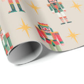 Beige Midcentury Retro Nutcracker Christmas  Cadeaupapier (Rol Hoek)