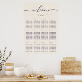 Beige Midnight Paarse Welkom Minimalistische Zitpl Poster
