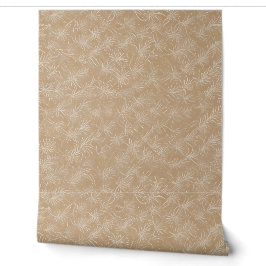 Beige Minimaal Bloemmotief Textuur Behang