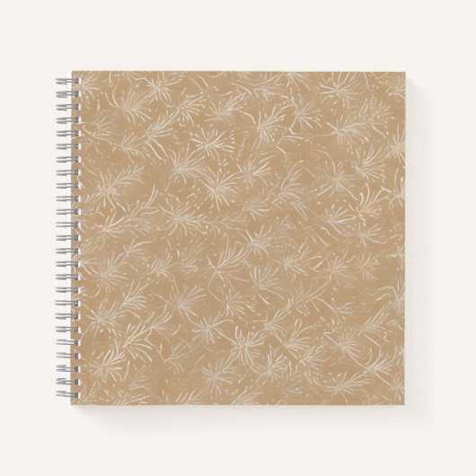 Beige Minimaal Bloemmotief Textuur Notitieboek (Voorkant)