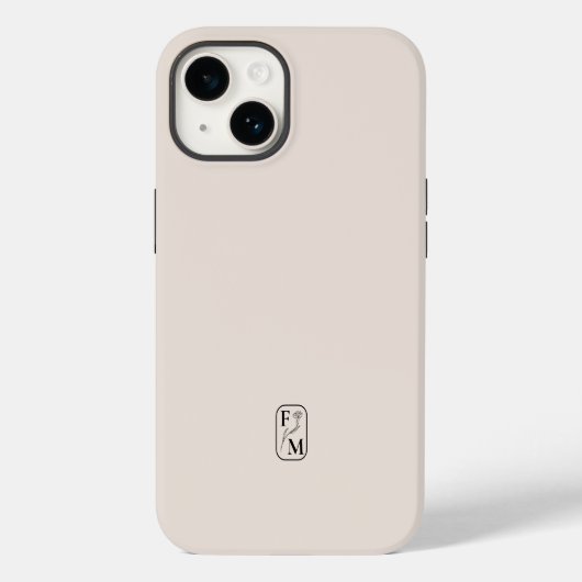 Beige Minimaal Modern Initiaal Botanisch Monogram Case-Mate iPhone Case (Achterkant)
