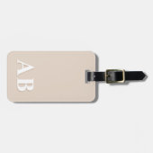 Beige Minimaal Modern Initiaal Monogram Bagagelabel (Voorkant horizontaal)
