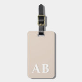 Beige Minimaal Modern Initiaal Monogram Bagagelabel (Voorkant verticaal)