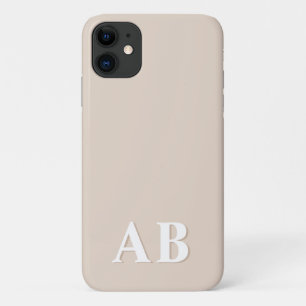 Beige Minimaal Modern Initiaal Monogram Case-Mate iPhone Case