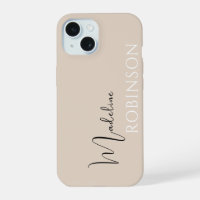 Beige Minimaal Modern Initiaal Naam Schrift