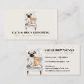 Beige Minimaal moderne bank Puckel hond kat huisdi Visitekaartje (Voorkant / Achterkant)