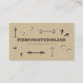 Beige Minimaal Piercing Studio Sieraden Visitekaartje (Voorkant)