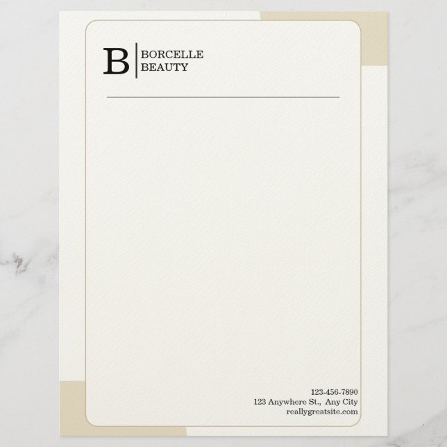 Beige Minimaal Professioneel Briefhoofd (Voorkant)