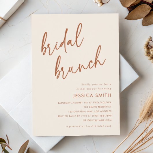 Beige Minimal Boho Bruidsbrunch Kaart