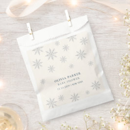 Beige Minimal Boho Winter Sneeuwvlok Baby shower Bedankzakje