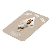 Beige Minimal Diamond Photo Wedding Sla de datum o Magneet (Linkerzijde)