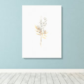 Beige Minimal Line art bloem Canvas Print (Insitu (Houten vloer))