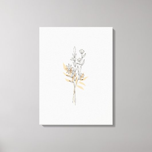 Beige Minimal Line art bloem Canvas Print (Voorkant)