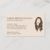 Beige Minimal Modern Long Cut Hairdresser Visitekaartje (Achterkant)