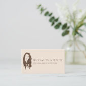 Beige Minimal Modern Long Cut Hairdresser Visitekaartje (Staand voorkant)