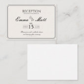 Beige minimal modern réception wedding invitation  informatiekaartje (Voorkant / Achterkant)