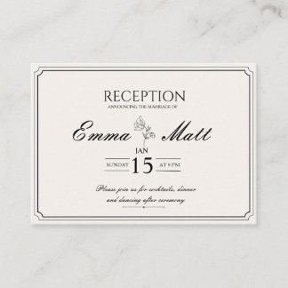 Beige minimal modern réception wedding invitation  informatiekaartje