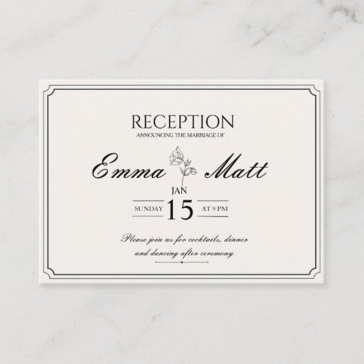 Beige minimal modern réception wedding invitation  informatiekaartje (Voorkant)