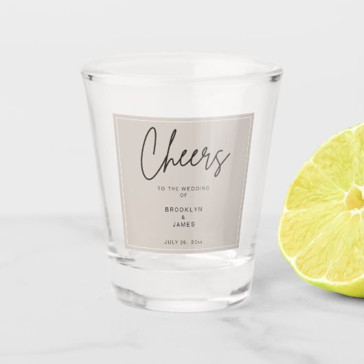 Beige minimale bruiloft schot glas (Voorkant)