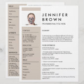 Beige Minimale cv met fotografie (Voorkant / Achterkant)