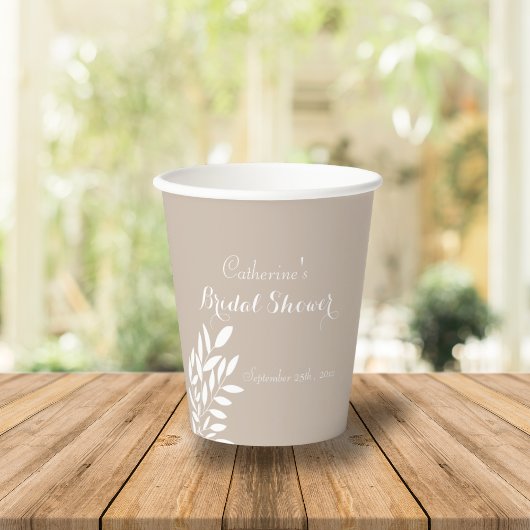 Beige minimale groene Bruids-shower Papieren Bekers