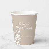 Beige minimale groene Bruids-shower Papieren Bekers (Voorkant)