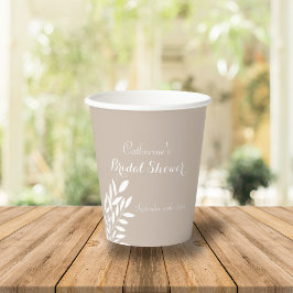 Beige minimale groene Bruidsdouche Papieren Bekers