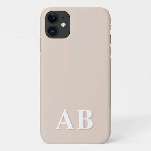 Beige Minimale Matig Monogram Initiaal Case-Mate iPhone Case (Achterkant)