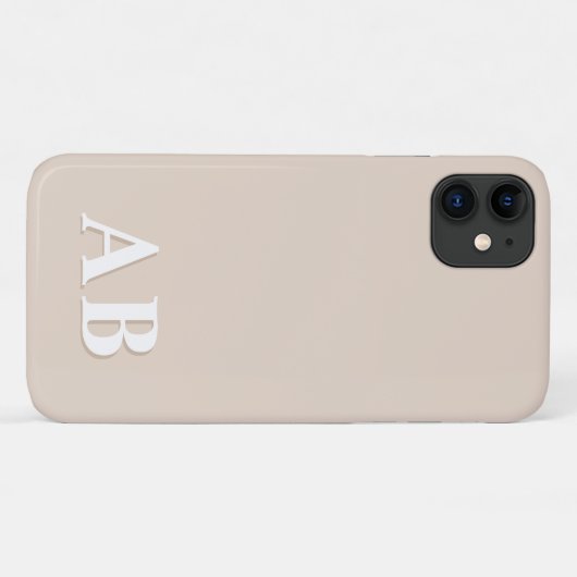 Beige Minimale Matig Monogram Initiaal Case-Mate iPhone Case (Achterkant (horizontaal))